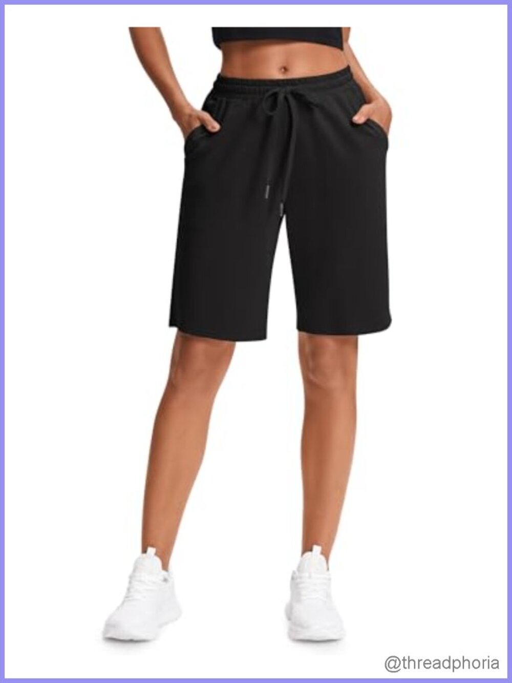 Women's Cotton Bermuda Shorts 10" Sweat Shorts with Deep Pockets